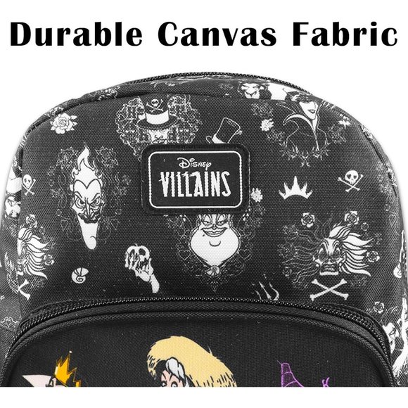 10” Mini Villains Canvas Backpack Front Pocket Plus Bottle - Picture 4 of 7